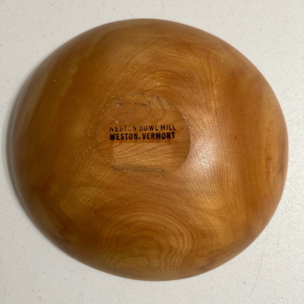 Weston Bowl Hand Painted Water Lily Wooden Bowl Floral Art‎ Vermont Vintage 11" - Picture 3 of 6